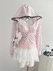 Ropa de mujer estilo Y2K, estilo coreano, versátil para otoño e invierno, nueva, dulce y picante, vintage, de lunares, con capucha, chaqueta cárdigan corta, estilo Ins
