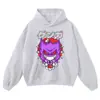 Sudadera con Estampado de Anime Japonés Lavada Vintage Negro Carbón Holgada Hombro Caído Unisex Retro Tendencia Marca Sudadera