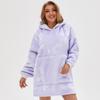 Suéter informal con capucha y bolsillo grande para exteriores, de manga larga, cálido, con estampado teñido anudado en azul y blanco