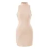 Vestido bodycon sexy sin mangas de cuello alto estilo Puro Deseo para mujer, adelgazante, con reflejos azules, para resaltar la tez, vestido tipo chaleco de verano