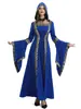 S-5XL, estilo europeo y americano, vestido con capucha de estilo retro medieval de corte, escote cuadrado, mangas acampanadas y falda amplia
