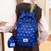 Mochila Casual com Bolinhas Estilo Japonês, Bolsa de Viagem Dobrável Leve para Exterior para Mulheres, Mochila Escolar Fofa Única Estilo Coreano para Estudantes