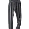 Pantalones Casuales de Pierna Ancha Cómodos Sueltos de Color Sólido Clásico para Hombre Otoño Invierno Pantalones de Pierna Recta Elásticos Engrosados con Felpa para Hombre
