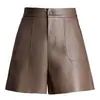 2026 Nuevos Shorts de Cuero para Mujer Otoño/Invierno, de Línea A, Cintura Alta, Adelgazantes, Versátiles, Casuales, tipo Bermudas para Mujer, Adecuados para Usar al Aire Libre