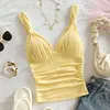 Nueva camisola de verano para mujer, casual, romántica, para vacaciones, color liso, textura de punto retorcido, adecuada para salir en citas