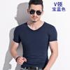 Camiseta de manga corta de talla grande para hombre, primavera y verano 2019, color liso, cuello redondo, ajustada, camisa básica, fabricantes de marea, venta al por mayor