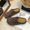Novedad Otoño 2026 Estilo Coreano Lunares Punta Cerrada Estilo Birkenstock para Mujer Exterior Suela Gruesa Slip-On Perezosas Medias Zapatillas