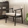 Cadeira de jantar estofada em madeira maciça nórdica Poltrona casual japonesa com encosto Cadeira confortável para mesa de estudo Cadeira para maquiagem Cadeira para mesa de jantar