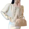 Nuevo cárdigan de punto elegante estilo Chanel, cuello redondo, para mujer, otoño, versátil, holgado, rejuvenecedor, abrigo estilo coreano