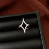 Anillo Abierto de Zirconia con Forma de Estrella Bañado en Oro Real de 18K, Estilo de Nicho de Alta Gama, Joyería Versátil Elegante y a la Moda
