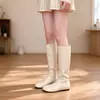 Botas de caña alta versátiles minimalistas estilo uva estilo coreano punta redonda elásticas adelgazantes botas cortas botas de tacón oculto mujer