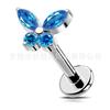 Aretes de Mariposa de Titanio F136 con Zircón Uña para Hueso de la Oreja Ojo de Caballo Aleación de Titanio G23 Joyería para Perforación Humana Uña para Labio Transfronterizo