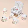 Muñeco Perro con Orejas Rosas Lindas Accesorios Lindos para Decoración de Casa de Muñecas DIY Adornos Pequeños para Coche Escritorio