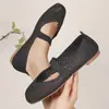Sapatos baixos Mary Jane de malha plus size transfronteiriços, sapatos casuais planos slip-on para trabalho de comércio exterior