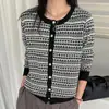 Cardigan Tricô Jacquard Francês Fair Isle Casaco Suéter Feminino 2026 Novo Outono Inverno Moda Jovem Suéter Top