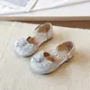 Sandalias de media punta para niña, lazo de moda para niña pequeña con pedrería, zapatos de princesa, sandalias brillantes de perlas para bebé niña, para actuación, zapatos de baile