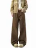 Calças Cargo Patchwork Desconstruídas Maillard Masculinas e Femininas Outono Novo Vibe High Street Calças Casuais Largas Versáteis Calças de Perna Reta