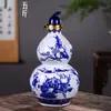 Jingdezhen Cerámica Azul y Blanco Botella de Vino Tarro de Vino Botella de Vino Vacía Vino Blanco Tarro de Vino Sellado 1/2/3/ 2.5kg Botella de Vino Pequeña
