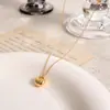 Nuevo collar estilo chino de oro grueso con candado de la fortuna de acero de titanio para mujer, moderno, simple, lindo, cadena de clavícula de bolsa de la fortuna y lingote sólido