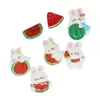 Desenho Animado Fruta Brilhante Animal Gato Coelho Porco Cachorrinho Grampo Elástico Pegador DIY Cola de Creme Acessórios de Resina