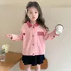 Casaco feminino estilo coreano de morango e coelho rosa, top de moda novo para meninas pequenas, primavera e outono 2026