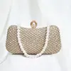 Bolsa Europeia e Americana com Strass e Pérolas Diamantadas Almofada Bolsa de Ombro Transversal Bolsa de Rede com Diamantes Bolsa Clutch Brilhante para Jantar
