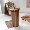 Copo com Canudo para Carro em Aço Inoxidável com Gravação e Impressão Copo de Café Portátil Copo Térmico de Aço Inoxidável Copo de Presente Copo de Água para Carro