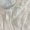 Meias Miu Estilo Ballet Renda Branca Lolita Doce Ins Cano Médio Verão Finas Jk Meias com Laço para Mulheres