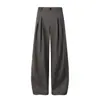 Primavera Otoño Invierno Silueta Línea A 3D Plisados Micro-acampanados Pantalones Estilo Occidental Unisex Corte Holgado Casual Versátil Modernos Pantalones de Pierna Ancha