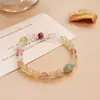 Pulseira Original Feita à Mão de Cristal Amarelo Natural com Flores de Resina Vermelha, Nova Tendência Estilo Chinês Cabacinha Joia de Alto Padrão
