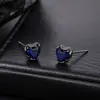 Brincos de zircônia azul em formato de coração para homens, modernos e adequados para o dia a dia, com um toque de luxo leve e de alta qualidade; acessórios de hip-hop simples e versáteis para mulheres