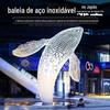 Escultura de Baleia Oca Grande de Aço Inoxidável Esculturas de Golfinho para Hotel Shopping Center Escritório de Vendas Jardim Grade Ornamentos Formulação