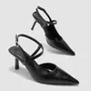 Sandalias de Tacón de Aguja con Punta Aguda Estilo Europeo y Americano para Mujer, con una Sola Tira, Piel Suave Cómoda, Zapatos Nuevos de Tacón Alto con Punta Cerrada y Espalda Abierta