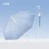 Guarda-chuva Transparente Degradê com Cabo Longo, Moderno e Estiloso, Guarda-chuva Transparente para Atacado, Guarda-chuva de Dupla Utilização para Sol e Chuva com Revestimento Preto para Proteção Solar