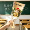 Nuevo ramo de girasol de lana tejida de un solo tallo muñeca de ganchillo, un regalo creativo y práctico para maestros en el Día del Maestro