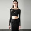 Top Curto de Malha Macia Empilhado Dança Yoga Blusa Protetor Solar Roupa Externa para Ar Condicionado Camiseta Pequena