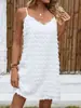 Vestido Camisola de Verano de Color Sólido con Borlas y Cuello en V, Venta Caliente Transfronteriza Europea y Americana para Mujer, Disponible en Sitios Independientes y Aliexpress