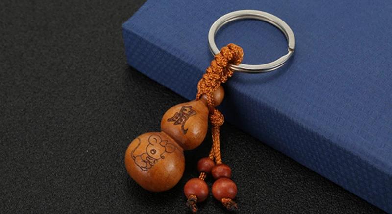 十二生肖葫芦钥匙扣 桃木钥匙挂件