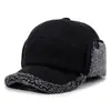 Gorra de invierno para hombre con orejeras de terciopelo y gorra cálida tipo pico de pato para papá y abuelo de mediana edad y ancianos, gorra de béisbol de algodón a prueba de frío para exteriores
