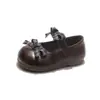 Zapatos de Piel para Niñas 2026 Otoño Nuevo Estilo Zapatos de Princesa Retro con Doble Moño para Niñas Pequeñas Mocasines de Suela Suave Modernos
