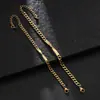 Pulsera Cubana Mobius de Acero de Titanio Chapado en Oro para Parejas Estilo Ins Europeo y Americano, Pulsera de Acero Inoxidable Grabada con Láser para Hombres y Mujeres