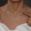 Colar Coração de Pêssego Criativo Amor Mulher Ins Nicho Personalidade Luxo Leve Avançado Diamante Rosa Doce Corrente Clavícula Amor Atacado