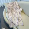 Falda satinada impresa y bordada estilo chino personalizada para mujer, nuevo modelo de verano 2026, de cintura alta, adelgazante, con abertura trasera