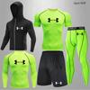 Traje esportivo transfronteiriço masculino para fitness, calça legging de secagem rápida, seda gelada, equipamento de corrida, traje para corrida matinal, traje de treino para basquete, atletismo