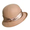 Rongmei 2026 Nuevo Sombrero Clásico Hepburn Transfronterizo con Ala Curva, Sombrero de Mezcla de Seda y Lana, Elegante Sombrero de Estilo Francés