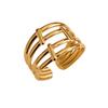 Anillo Hueco de Moda Transfronterizo Líneas Irregulares Ola Geométrica Flor de Acero de Titanio Anillo Abierto de Moda para Hombres y Mujeres