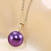 Colar com pingente feminino, contas roxas escuras de 14 mm, banhado a pérolas artificiais, banhado a ouro champanhe, roxo e rosa, acessórios para colar de prata 925