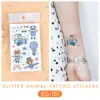 Pegatinas de Tatuaje Ruikalong Transfronterizas Nuevas con Brillo de Animales Marinos para Niños, Pegatinas de Tatuaje Coloridas Impermeables Lindas de Dibujos Animados