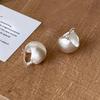  Hebilla de oreja de bola esmerilada cepillada de plata de ley s925 para mujer, estilo Ins, otoño e invierno, nuevo diseño nicho, pendientes de alta gama de industria pesada