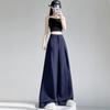 Pantalones Anchos de Algodón Lino Seda de Hielo para Mujer, Pantalones de Traje de Lino Tencel Delgados de Alta Gama para Verano, Pantalones Falda Sueltos con Caída de Longitud al Suelo